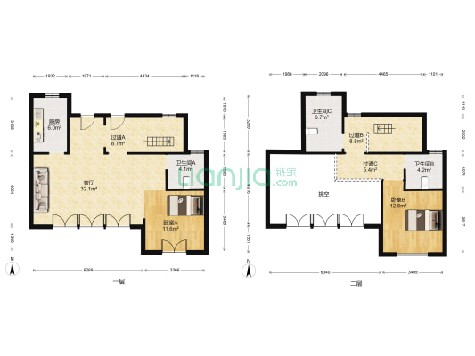 印象枫桥 2室1厅3卫 133平方