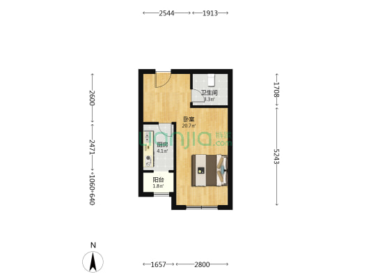 新塘组团佳顺苑 1室0厅1卫 47平方