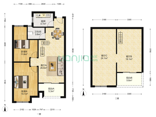 协鑫和平上东 2室3厅1卫 147平方