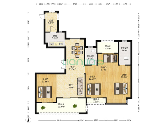 和润锦园 4室2厅2卫 141平方