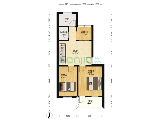 廉泉小区 2室1厅1卫 58平方