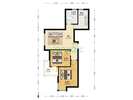 望江新园二园 2室1厅1卫 92平方