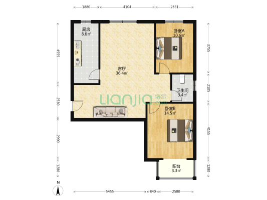 南北格局 楼层好 视野宽阔 适合居住-户型图