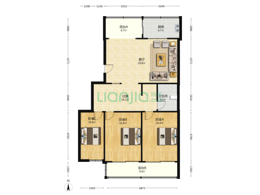 纪检委小区 3室1厅1卫 130平方