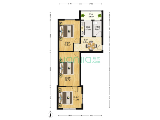 裕华小区南区 3室1厅1卫 57平方
