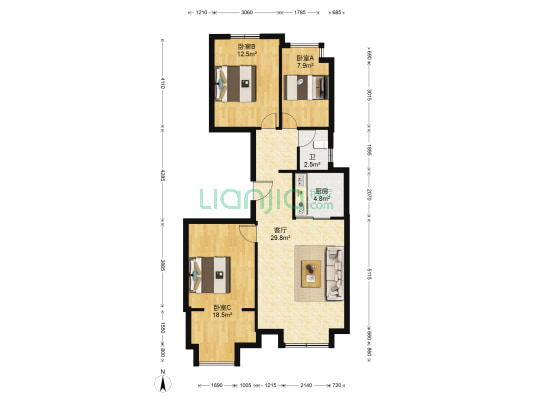清水绿园 3室1厅1卫 110平方
