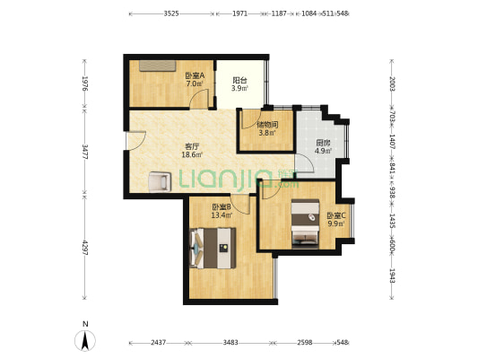 椰诚苑 3室1厅0卫 82平方