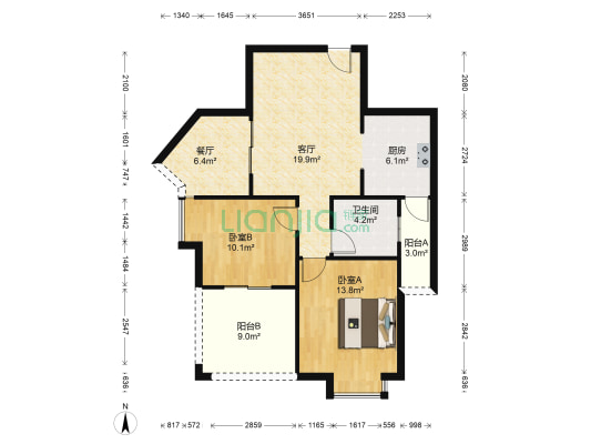 学府雅苑 2室2厅1卫 91平方