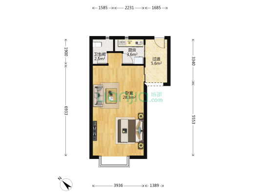 书香雅筑 1室0厅1卫 52平方