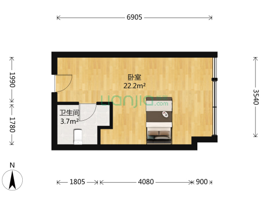 尚美家国际 1室0厅1卫 41平方
