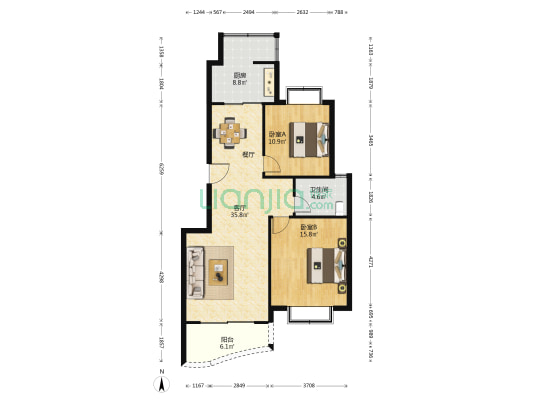 三湘盛世花园 2室1厅1卫 102平方