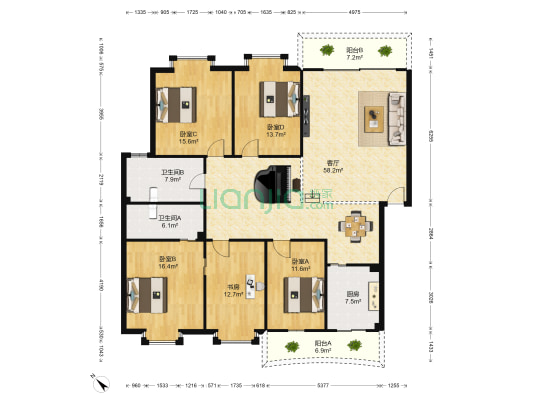 南河新城 5室1厅2卫 189平方