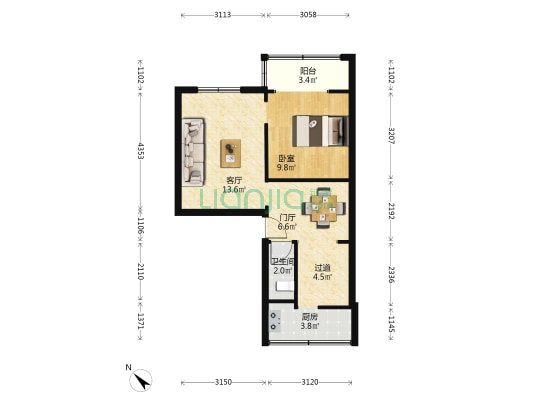 育婴堂街18号 1室1厅1卫 52平方