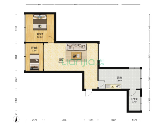 瑞花巷63号 2室1厅1卫 58平方