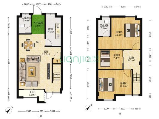 凤翔商务公馆 3室1厅2卫 68平方