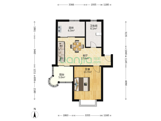 建德花园牡丹苑 1室1厅1卫 61平方