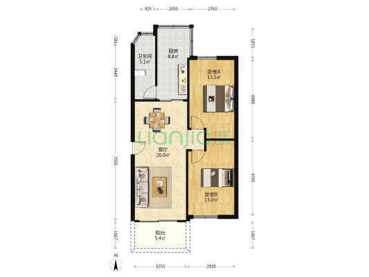 花都利丰大厦 2室1厅1卫 77平方