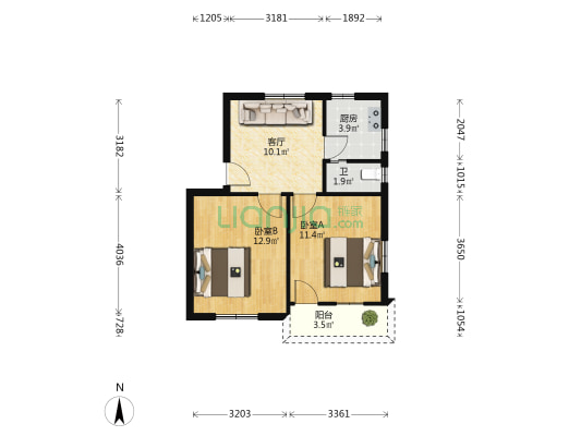 厦大北村 2室1厅1卫 54平方