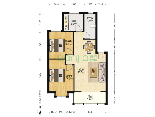 海滨苑 2室1厅1卫 78平方