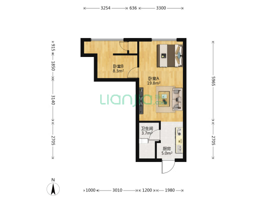 金地兰亭广场 2室0厅1卫 49平方