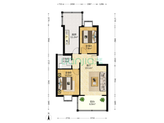 梅林二村 2室1厅1卫 67平方