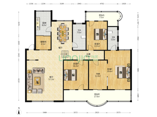 卫生局小区 4室1厅2卫 188平方