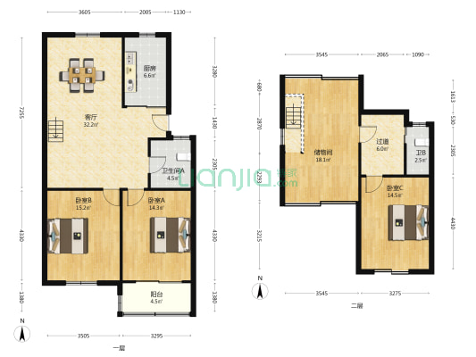东方新村 3室1厅2卫 143平方
