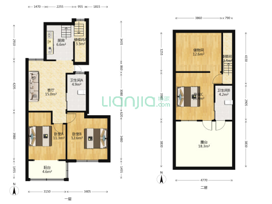 龙洲花园 3室1厅2卫 100平方