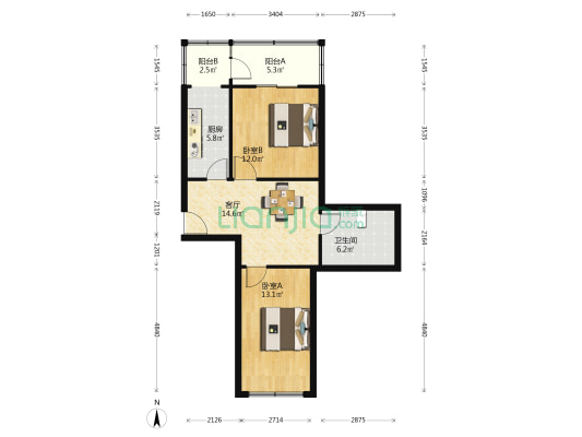 宜昌南里(塘沽区) 2室1厅1卫 74平方