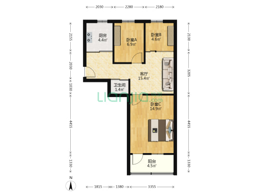 龙兴桥河下 3室1厅1卫 64平方