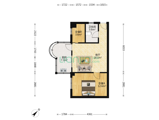 桥东小区 2室1厅1卫 53平方