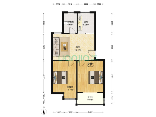 漕湖花园七区 2室1厅1卫 82平方