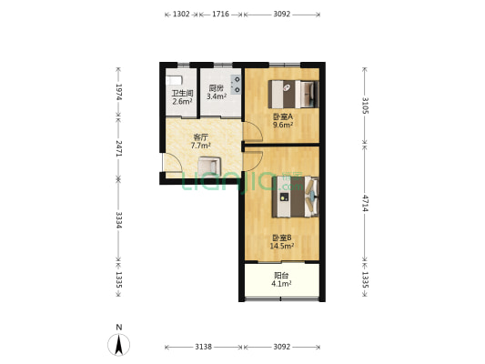 红山路170号 2室1厅1卫 50平方