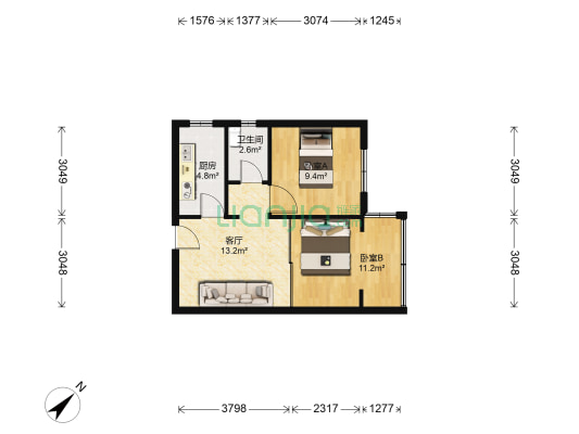 清溪南街13号 2室1厅1卫 47平方