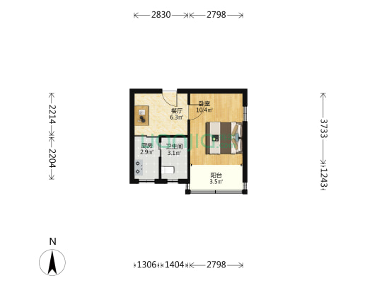 五福巷33号小区 1室1厅1卫 32平方