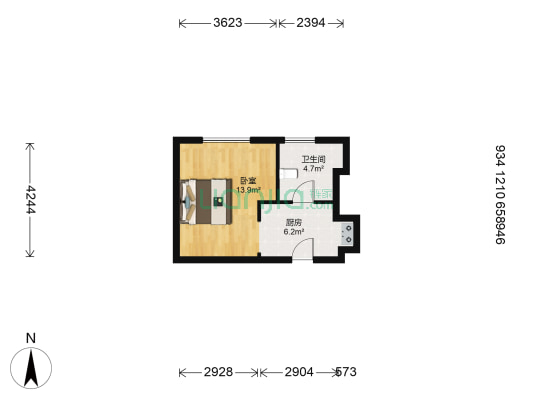 普照假日广场 1室0厅1卫 39平方