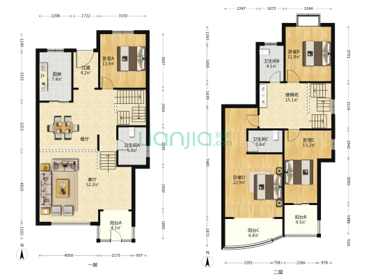 金帝城市岸泊(别墅) 4室1厅3卫 175平方