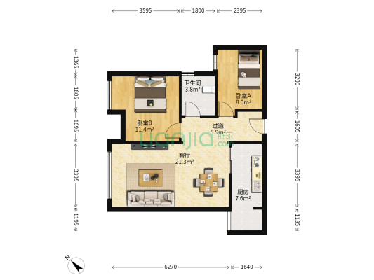 大雅金开国际 2室1厅1卫 71平方
