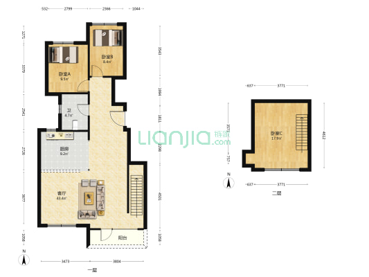 中海同心湖境 3室1厅1卫 97平方
