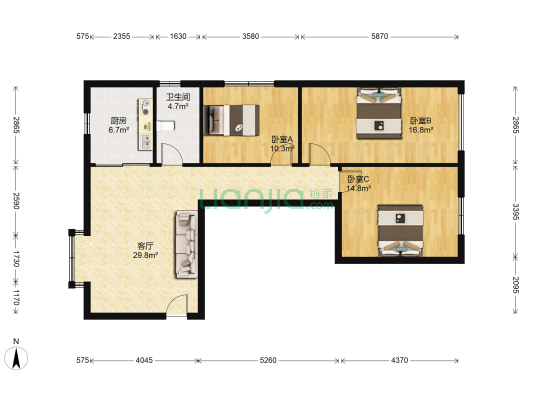 中瑞大厦 3室1厅1卫 117平方