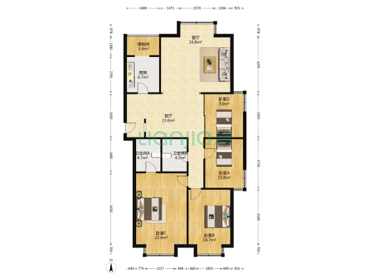 新领地 4室2厅2卫 163平方