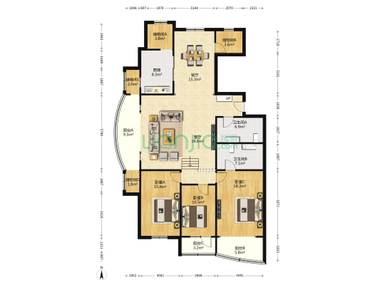寿山碧湖園 3室2厅2卫 201平方