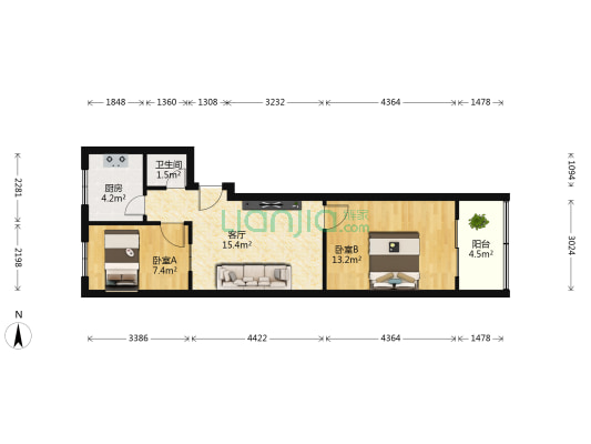 养育东巷 2室1厅1卫 55平方