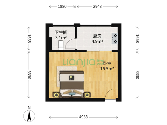 华天佳苑 1室0厅1卫 35平方