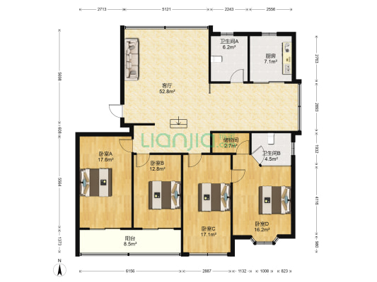星洲花园 4室1厅2卫 168平方