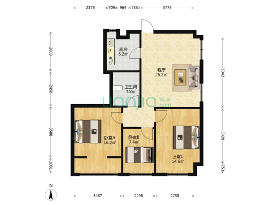 万兴苑(武侯) 3室1厅1卫 101平方