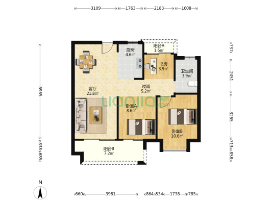 星烁苑 3室1厅1卫 88平方