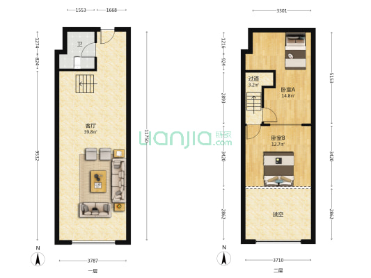 复华科技广场 2室1厅1卫 61平方