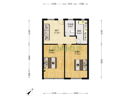 福苑小区 2室1厅1卫 83平方