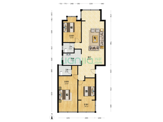 玉锦楼 3室1厅2卫 126平方